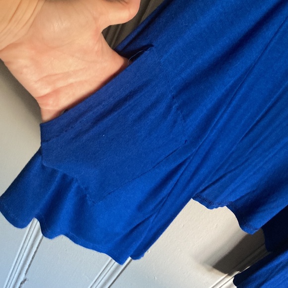 Gorgeous Royal Blue Front Angle Draped Cardigan With Pockets Size Small - Picture 8 of 12